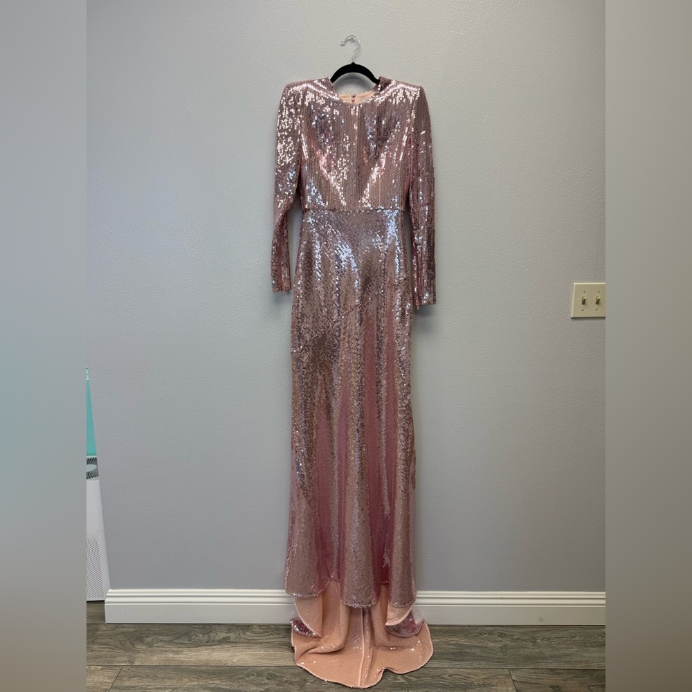 Sequined stretch-tulle gown